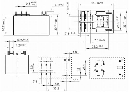 Relais de puissance T92-2A-P-12V compact avec isolation renforcée
