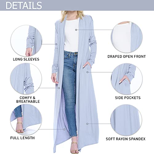 Image of Isaac Liev Maxi Cardigan Duster Sweater - Women's Extra Long Open Front Full Length Lightweight Cardigans Dusters Sweaters