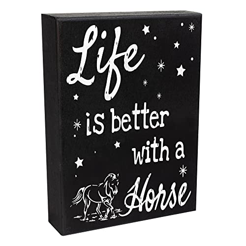 JennyGems Horse Sign, Life is Better with a Horse, Wood Sign, 6x8 Inches, Horse Mom, Horse Gifts, Horse Decor, Horse Plaques, Horse Lover Gifts, Horse Wall Hanging, American Made
