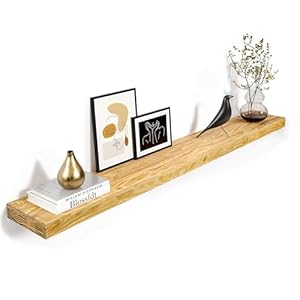 72” Pine Wood Floating Shelf for Wall – Rustic Wall Mounted Wooden Shelf for Stylish Home Décor (Natural, 72x8x2) – 1pcs