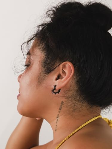 Sacina Huggie Hoop Spike Heart Earrings, Gothic Punk Grunge Emo Y2k Earrings, Goth Jewelry, Christmas Jewelry Gift For Women4