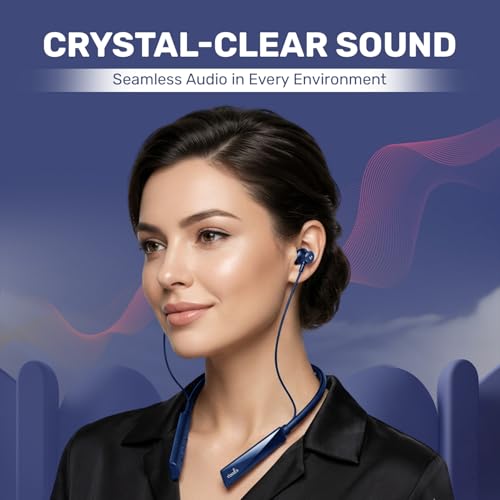 Image of Voods Ultra Voice Changer Neckband Combo with 5 Voice Modes, 30H Battery, Magnetic Earbuds with Vibration Alert, Dual Pairing, Fast Charging, IPX6 Sweatproof (Blue & Red)