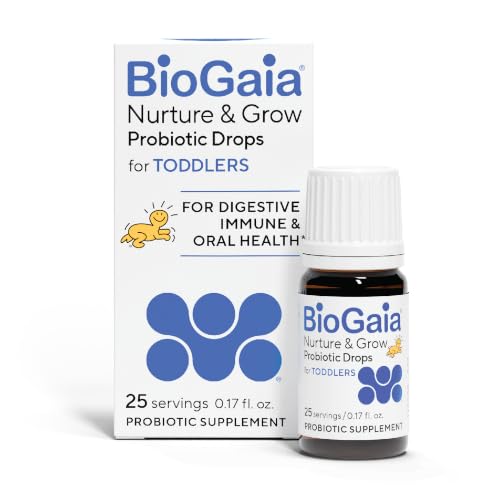 BioGaia Nurture & Grow for Toddlers | Ages 1+ | Liquid Probiotic | Allergen-Free | Triple-Benefit Probiotic for Kids | Digestive Health Immune Support & Oral Health Protection | 25-Day Supply