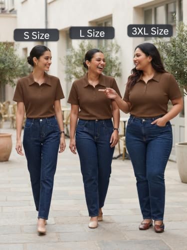 Image of Leriya Fashion Women's Summer Polo T-Shirt - Lightweight Breathable Short Sleeve Collared T-Shirt, Casual Loose Fit Everyday Top for Women