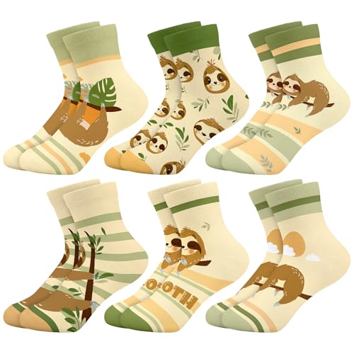 Queenshin Kids Girls Sloth Socks 9-14 Years Cute Novelty Animal Themed