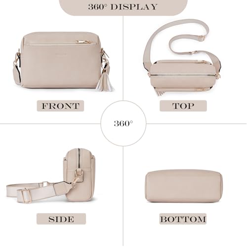 Image of Roulens Triple Zip Small Crossbody Bag for women,Wide Strap Cell Phone Purse Shoulder Handbag Wallet with Credit Card Slots | Triple Zip