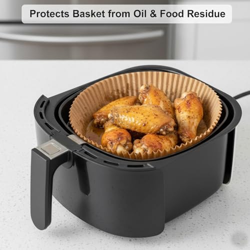 Image of Signamio Air Fryer Paper Sheets - 100 Pcs Airfryer Paper Sheets, Air Fryer Accessories, Heat Resistant, Greaseproof, Waterproof, Safe for Temperatures Up to 230C - Round