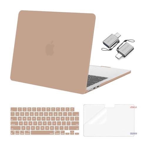 Image of MOSISO Compatible with MacBook Air 13 inch Case M5 2026 M4 2025 M3 M2 2024-2022 A3449 A3240 A3113 A2681, Hard Shell&Keyboard Cover&Screen Film&Type C for MacBook Air 13.6 inch Case, Bronze Brown