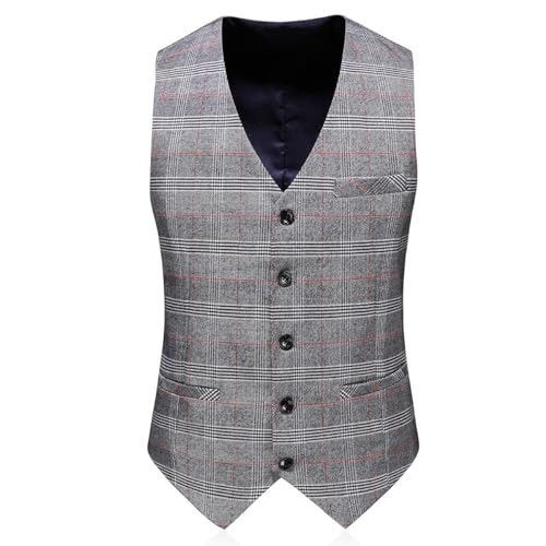 Gilet pied-de-poule homme gilet costume affaires boutonnage unique ajusté