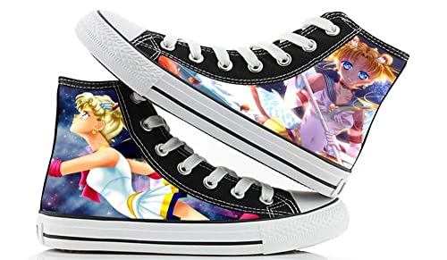 Csqw Sailor Moon High Top Doodle Zapatillas de Lona para Zapatillas de Deporte Unisex para niños y...