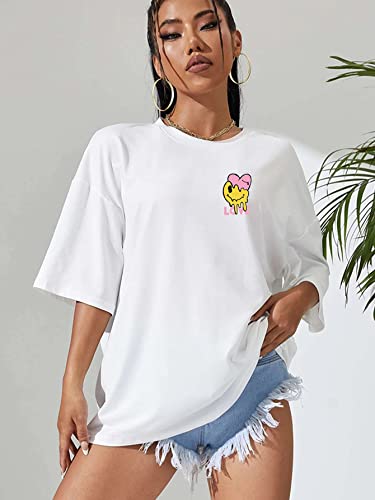 Image of DENIMHOLIC Cotton Half Sleeve Printed Oversized t Shirts for Women, Loose t Shirts for Women, Baggy t Shirt for Women, Graphic Tshirt for Women Oversize,