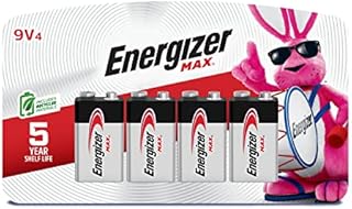 Energizer MAX 9V Batteries (4 Pack), 9 Volt Alkaline Batteries - Packaging May Vary