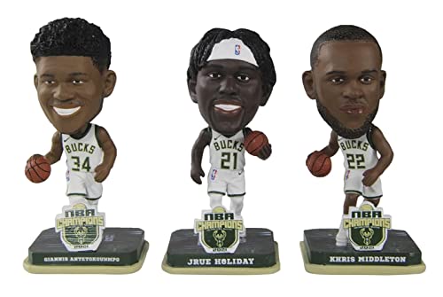 FOCO Milwaukee Bucks 2021 NBA Finals Champions Mini Bobblehead 3-Pack Set Bobble Head