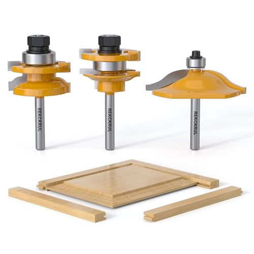 REKCKUL Professional 3PCS Ogee Style Rail and Stile Router Bit Set 1/4 Inch