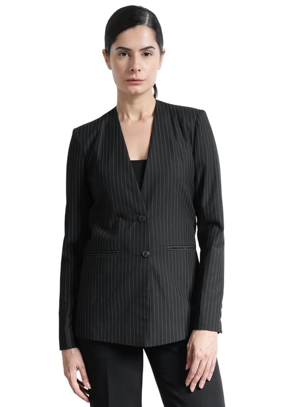 fablestreet Women Blazer | Tailored Fit Single Breasted Notch Lapel Design | Smooth Polyester Fabric with Welt Pockets for Work & Business Casual Wear-picture-22