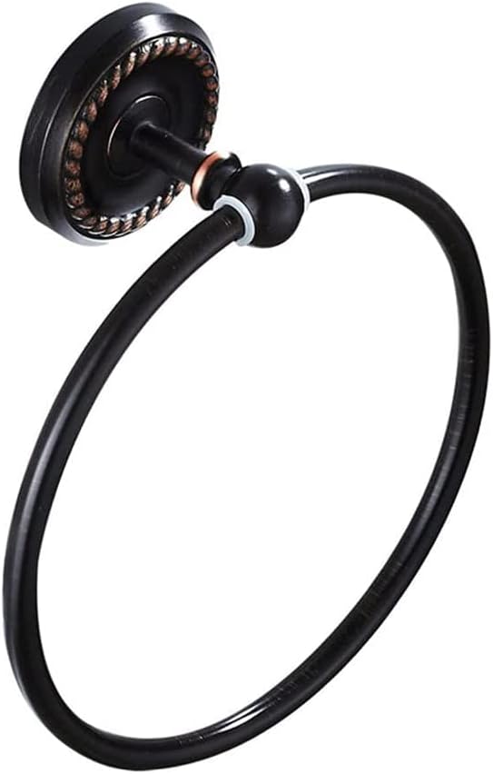 Towel Holder Black Towel Holder Towel Ring Round Wall Mounted Towel Rack Towel Shelf Stainless Steel Bathroom Space Aluminum Thickened Towel Rack