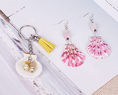 Kissitty 500 Grams Dyed Scallop Beach Sea Shell Beads With Holes 1.53-1.77" (39-45Mm) Length For Diy Jewelry Making Art Craft Projects-Bag Of Approx. 90Pcs #TOP2