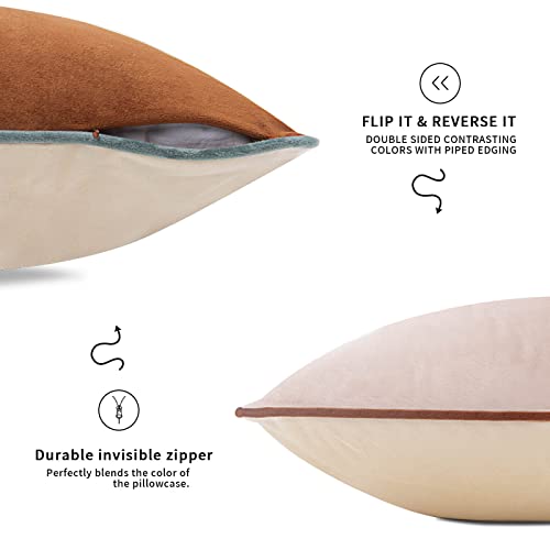 Nexhome Pro Throw Pillow Covers 18X18 Set Of 4, Velvet Decorative Couch Pillow Cover Soft Cushion Cases For Sofa Bed Car, Mix And Match For Home Decor Pillow Not Included (18X18 Inch, Orange/Green) #TOP3