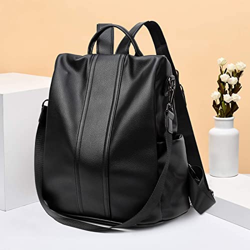 Image of PINCNEL Women Backpack Purse Waterproof Nylon Anti-theft Rucksack Lightweight Shoulder Bag, Medium, Black