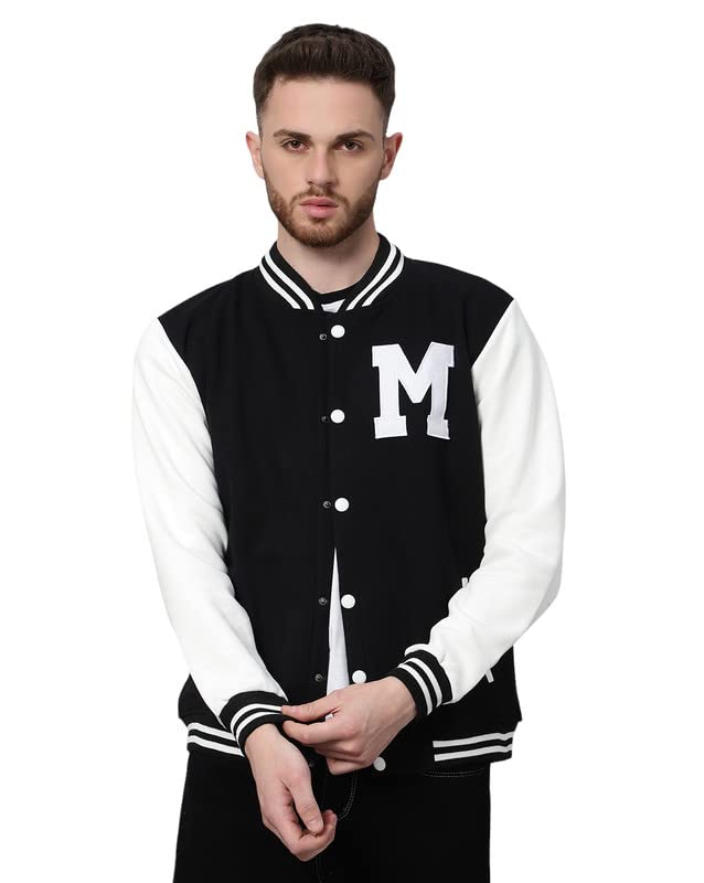 Image of BE SAVAGE Men's Cotton Blend Standard Length Varsity Jacket