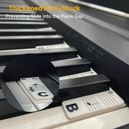 Image of Piano Note Strips Pro, Thickened Anti-Stuck, Fit 88 /61 Key Piano Keyboard, Design for Beginner Learning (Classic Black Pro)
