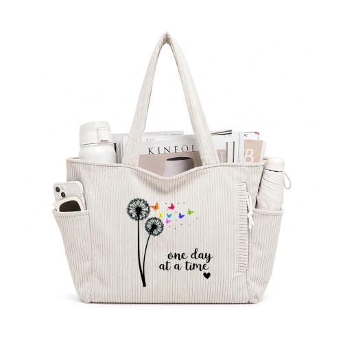 Bolso de hombro para mujer de pana con estampado de letras miniatura 1