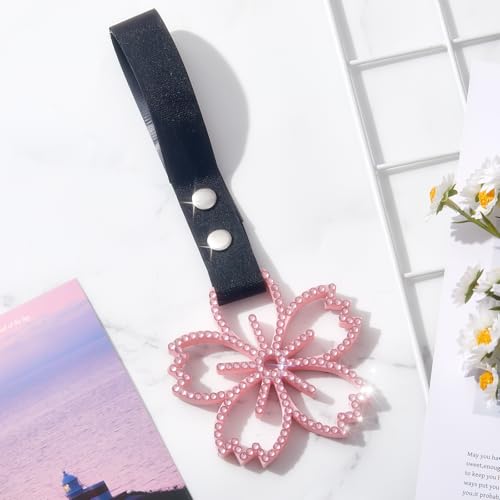 Image of Fabbay Cherry Blossoms Car Handle Strap Drift Charm Car Accessories Bling Handle Ring for Women Rear Bumper Warning Ring Decor for Auto Bus Interior Exterior Decoration (Pink, Sakura Style)