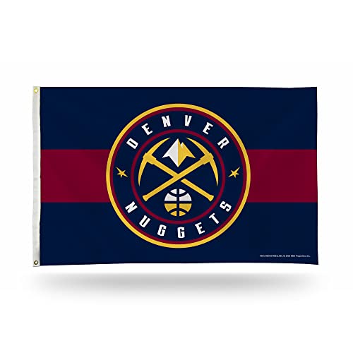 Rico Industries NBA Basketball Denver Nuggets Navy with Red Stripe 3' x 5' Banner Flag Single Sided - Indoor or Outdoor - Home Décor