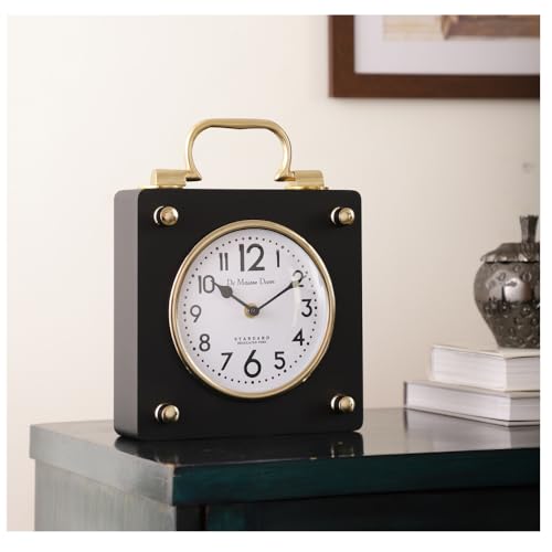 Image of Decor de Maison Brings Handcrafted Cubekeeper Table Clock for KidsRoom, Living Room, Bedroom, Study Table | Classic Non-Ticking Tabletop Battery Operated Analog Desk Clock (Gold)