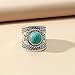 Dtja Vintage Boho Turquoise Wide Statement Ring for Women Girls Oxidized Silver Plated Big Open Band Wrap Adjustable Expandable Finger Rings Comfort Fit Fashion Bohemian Ethnic Exaggerated Jewelry