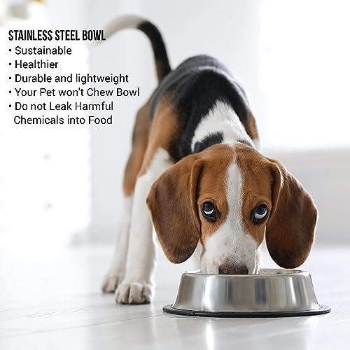 Image of Pets Empire Stainless Steel Feeding Bowl for Medium Breed Adult Dogs & Giant Breed Puppies | Large (900 ml x 2)