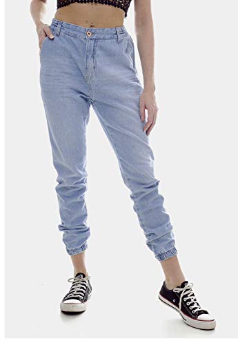 Calça Jeans Mom Jogger Sob Azul Clara com Elastano (46)