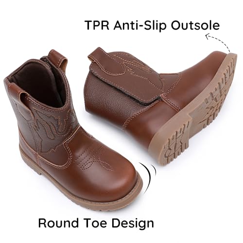 Blikcon Toddler Cowboy Boots for Boys Girls Baby Infant Cowgirl Boots Round Toe All Seasons 6-36 Months (Infant/Toddler)2