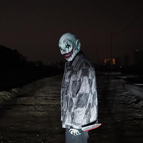 Stobbod Horror Clown Mask Scary Evil Killer Halloween Cosplay Mask Creepy Demon Masquerade Party Costume Accessories Full Head Latex Prop thumb #1