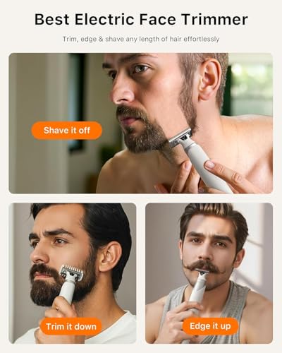 Image of Electric Groin & Body Hair Trimmer - Painless Beard Razor for Men, All-in-One Body Groomer, Waterproof Wet /Dry Men's Ball Shaver with Magnetic Head, USB-C Charging, Easy Claen, White(Lite)