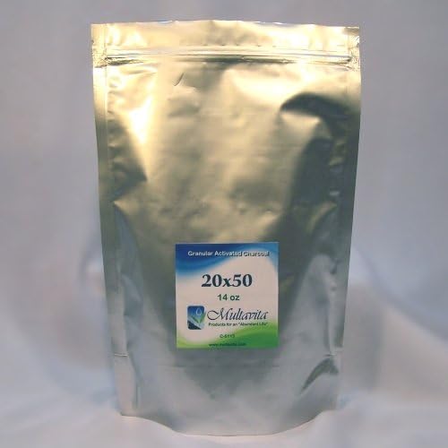 Multavita 20x50 mesh Coconut Shell Granular Activated Charcoal 1 lb in Mylar Bag Carbon Granules