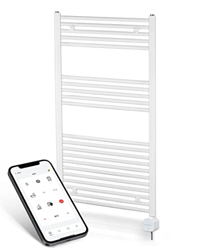 anapont Scaldasalviette elettrico da bagno, controllo W-LAN WiFi tramite app, scaldasalviette, scaldasalviette elettrico, prodotto in Germania, bianco 1175 × 500 mm