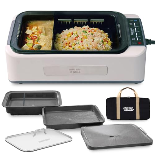 SMART-BERRY-3-in-1-Smokeless-Electric-Indoor-Grill-Nonstick-GrillGriddle-Plates-Jjamjjapan-Glass-Lid-Portable-Korean-BBQ-Grill-with-7-Level-Control-Jjamjjapan-set-White SMART BERRY 3 in 1 Smokeless Electric Indoor Grill, Nonstick Grill/Griddle Plates, Jjamjjapan, Glass Lid, Portable Korean BBQ Grill with 7-Level Control (Jjamjjapan set White) - Image 1