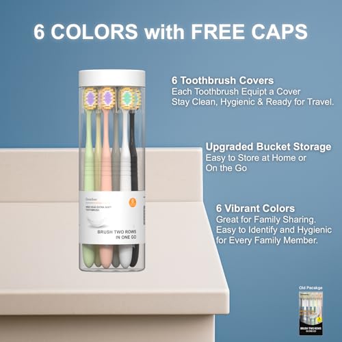 Geacker Extra weiche Zahnbürste mit breitem Kopf für Erwachsene, empfindliche Zähne und Zahnfleisch, ultraweiche Borsten, Nano-Reisezahnbürsten mit 6 Zahnbürstenabdeckungen, mehrfarbig, 6 Stück – Bild 7
