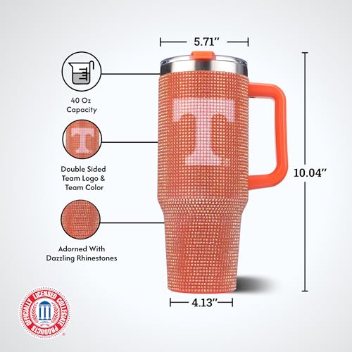 Image of The Memory Company Officially Licensed 40oz TC Bling Game Day Tumbler with Vintage Logo, University of Tennessee