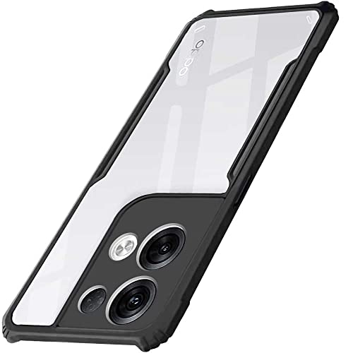 Image of WOW IMAGINE Shock Proof Clear Protective Back Case for Oppo Reno 8 Pro - AirEDGE Technology | 360 Degree Camera Protection | Transparent Hybrid Back Case Mobile Cover - Black