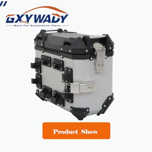 Alforjas laterales universales para motocicleta GXYWADY, caja dura de aluminio plateado de 36 L con soportes de fijación miniatura 3