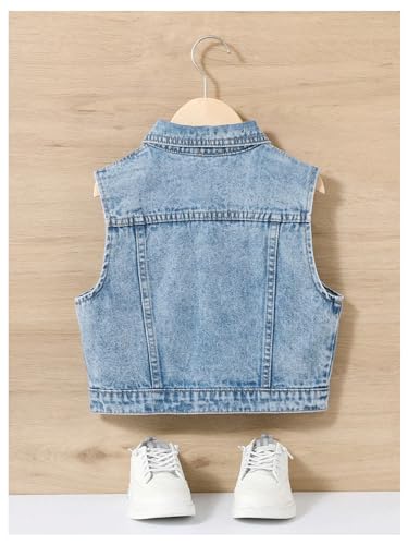 Image of SweatyRocks Girl's Denim Vest Button Down Sleeveless Jean Jacket Outerwear with Pockets