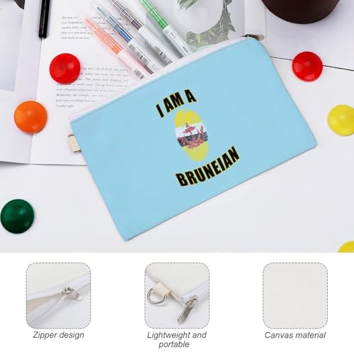 Brunei I Am A Bruneian Fashion Coin Purse Change Makeup Bag Canvas Pencil Pouch Travel3