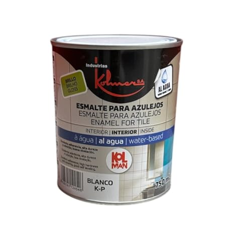 IPLISA Esmalte especial Azulejos para Cocina y Baños. Color Blanco Brillo. Base agua. IndustriasKolmerSA 750 ml