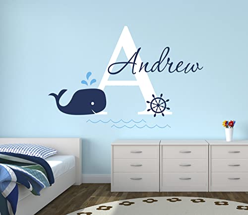 Vinilo decorativo ballena náutica para pared miniatura 2