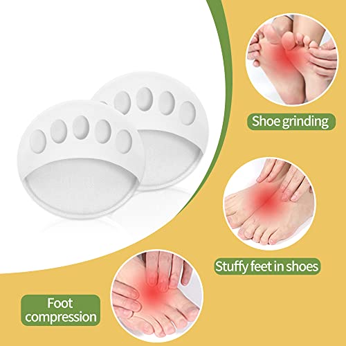 Image of SooGree Honeycomb Fabric Forefoot Pads, Invisible Metatarsal Socks Pads,Reusable Forefoot Pad Ball of Foot Cushions for Relieving Foot Fatigue (5 Pairs White)