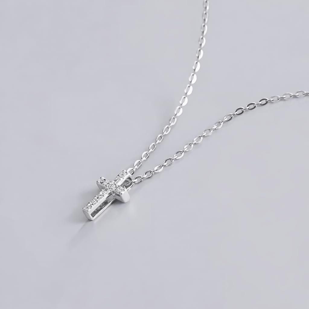 14K Gold Plated 925 Sterling Silver Cross Necklace for Women with Cubic Zirconia – Dainty Adjustable Chain, Religious Christian Jewelry, Gift for Birthday & Everyday Wear - Image 3