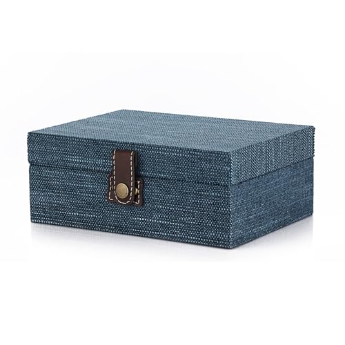 Hipiwe Treasure Chest Box - Wooden Decorative Trinket Jewelry Box with Clasp Memento Case Box Rectangular Keepsake Jewelry Organizer Box Gift for Women Men Home Decor,Medium