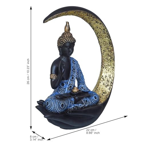 Image of eCraftIndia Multicolor Resin Blessing Buddha Statue with Palm Chand | Lord Buddha Statue for Home Decor Living Room Office | Buddha Showpiece | Buddha Idol Gift for Diwali Buddha Purnima Birthday
